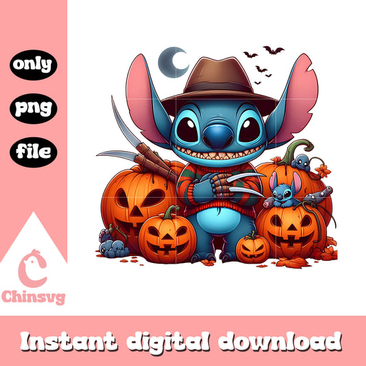 Stitch pumpkin halloween design png, lilo and stitch halloween png