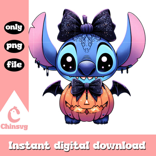 Stitch pumpkin halloween vibes png, halloween holiday png