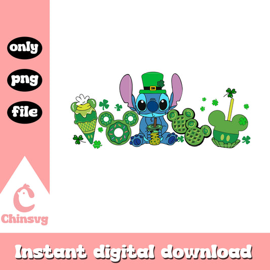 Stitch snacks patrick day png, happy st patrick's day png