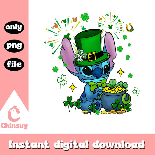 Stitch st.patrick day png, stitch png, happy st patrick's day png