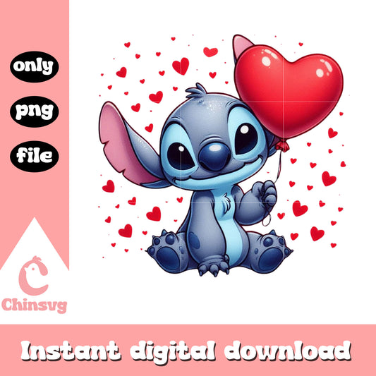 Stitch stitch balls valentine png, stitch valentines day​ png