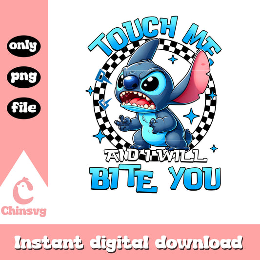 Stitch touch me and i will bite you png, stitch angry png