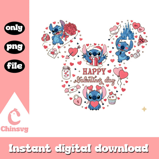 Stitch valentine disney digital png, stitch valentine box​​​ png