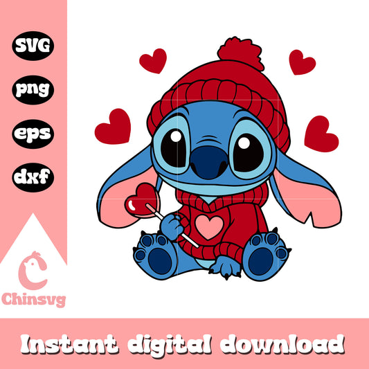Stitch valentine heart svg, heart valentine svg, valentine svg