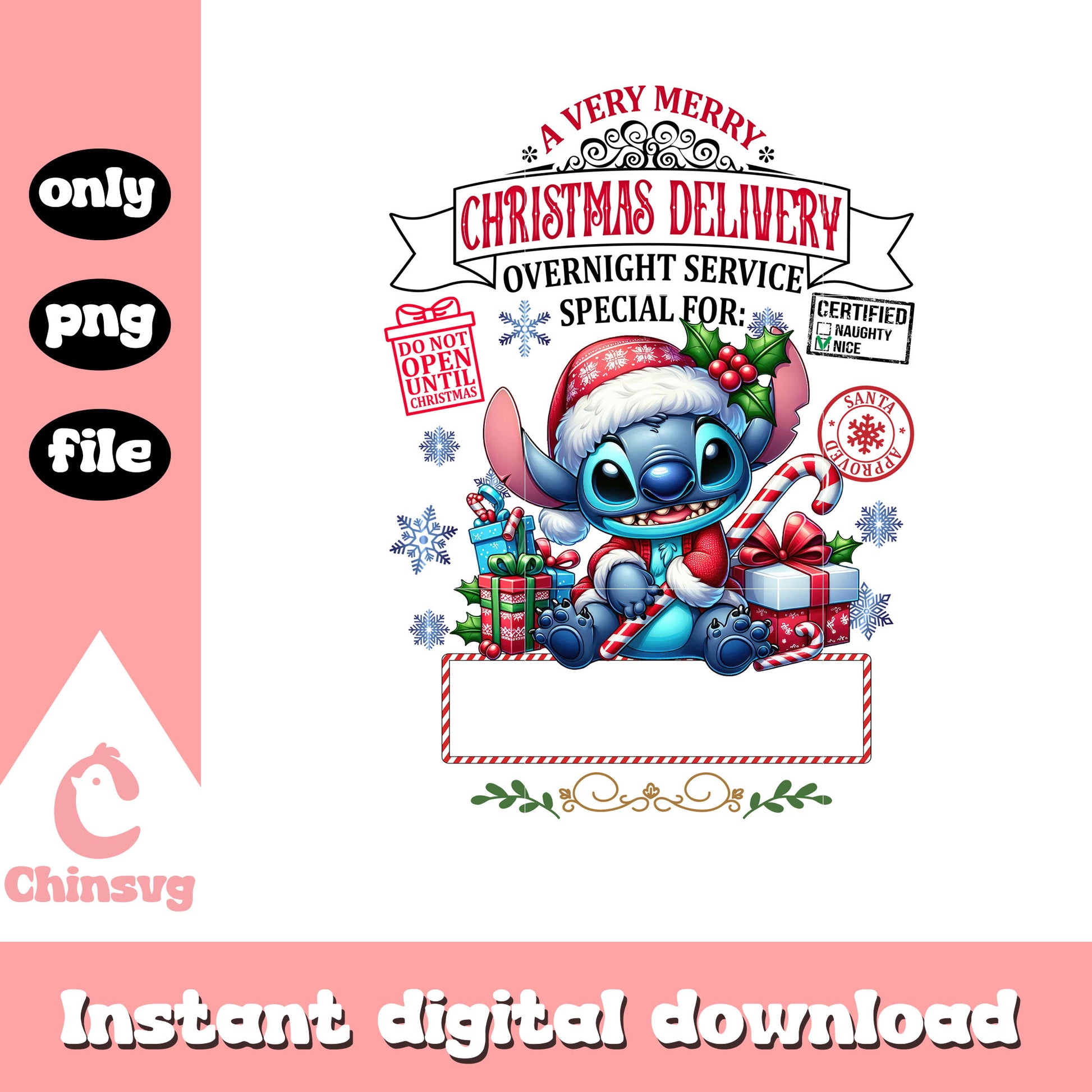 Stitch very merry christmas png, stitch christmas png
