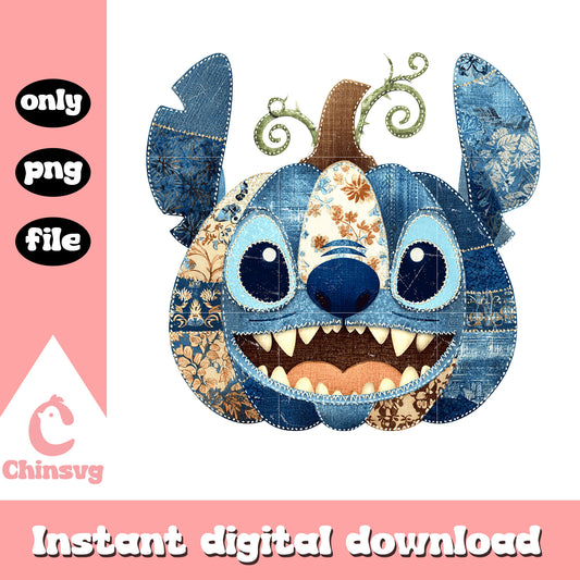 Stitch vintage pumpkin design png, disney stitch png