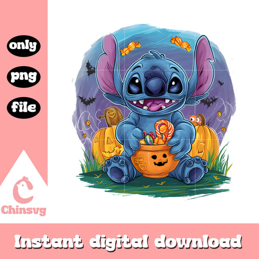 Stitch witch halloween pumpkin vibes png, halloween ideas png