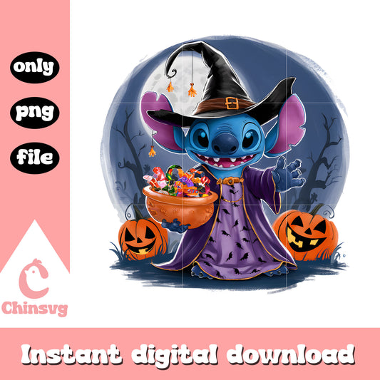 Stitch witch pumpkin halloween vibes png, pumpkin halloween png