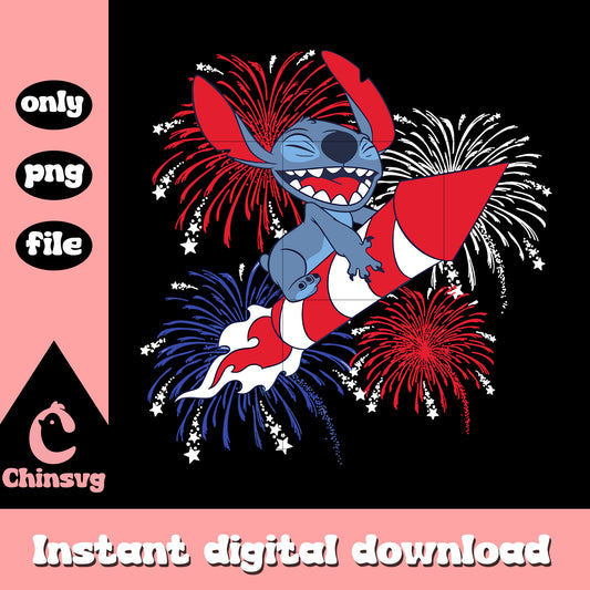 Stitch with missile and firework png, stitch character png