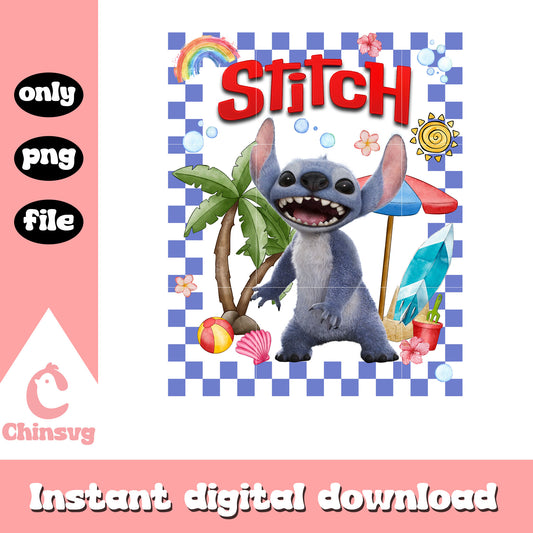 Stitch with summer vacation png, Stitch summer time png