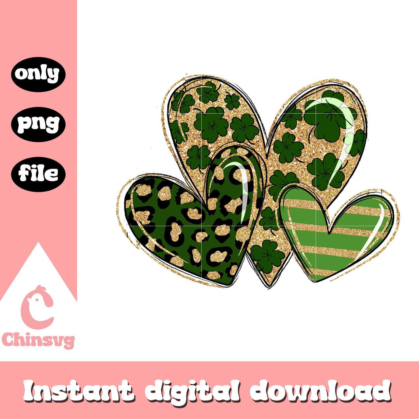 St patrick’s hearts clover png, st patrick's day 2026​​​ png