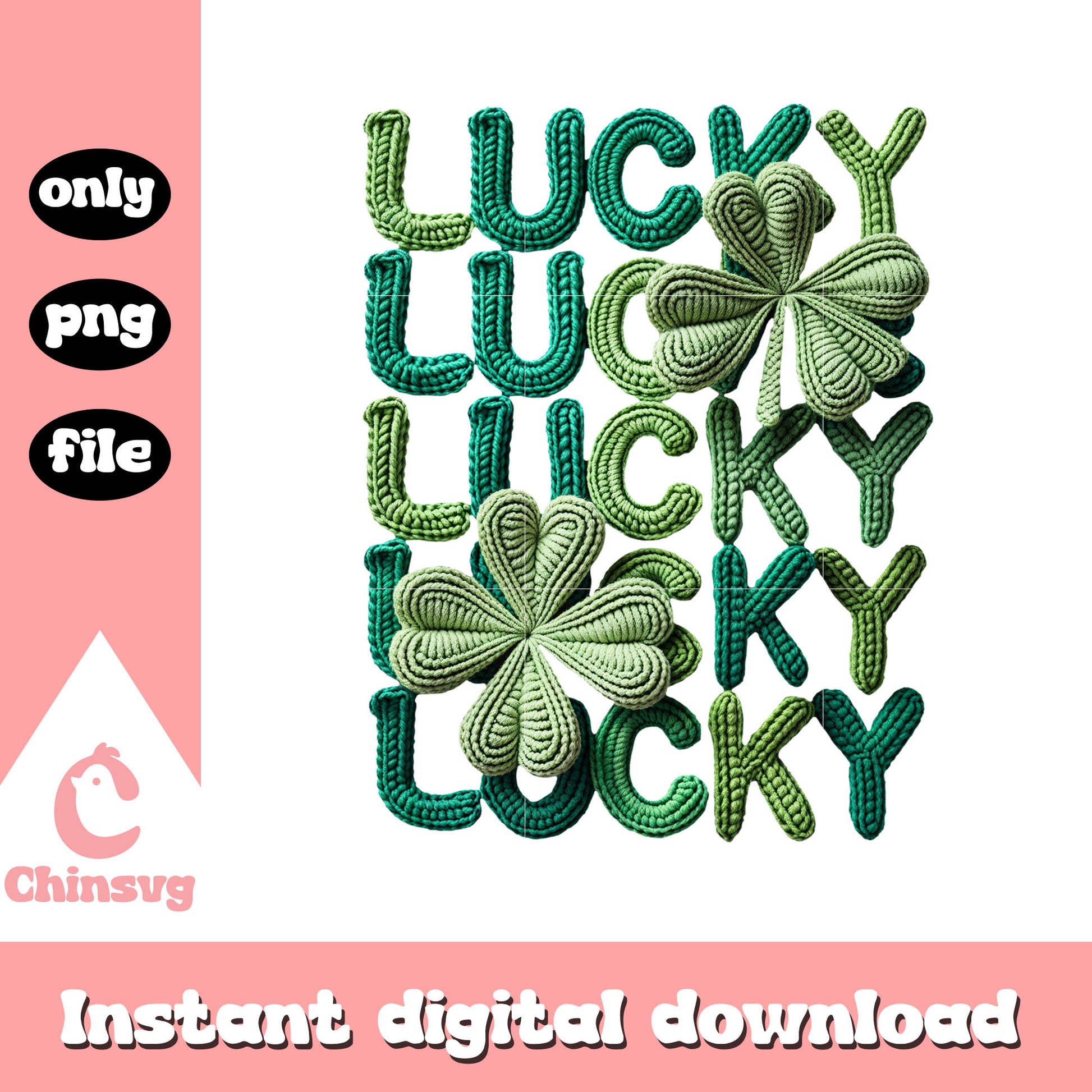 St patrick’s lucky crochet png, clover st patrick day​​ png