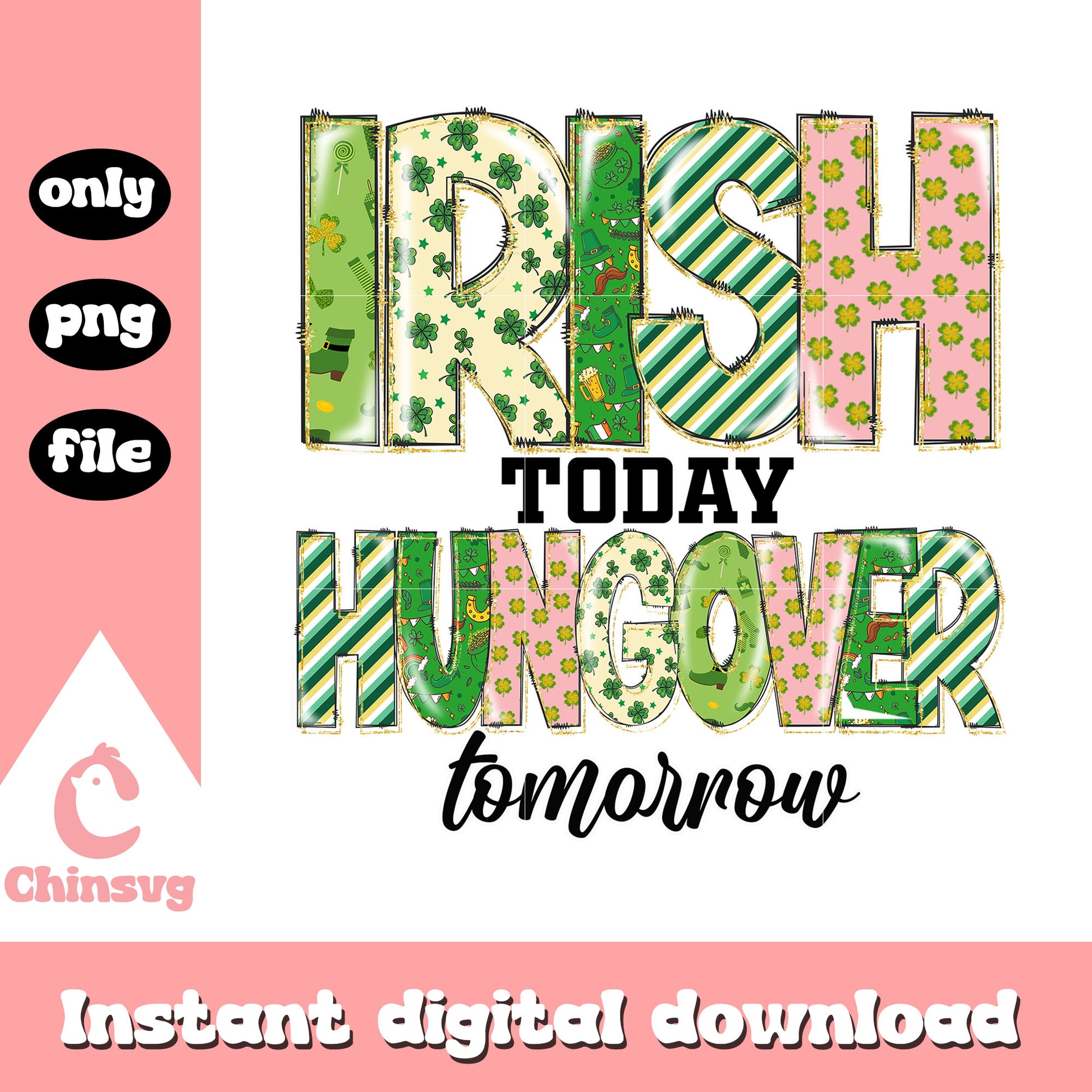 St patrick’s pattern logo png, irish st patrick day​​ png