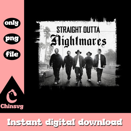 Straight outta nightmares black white png, nightmare hallow png