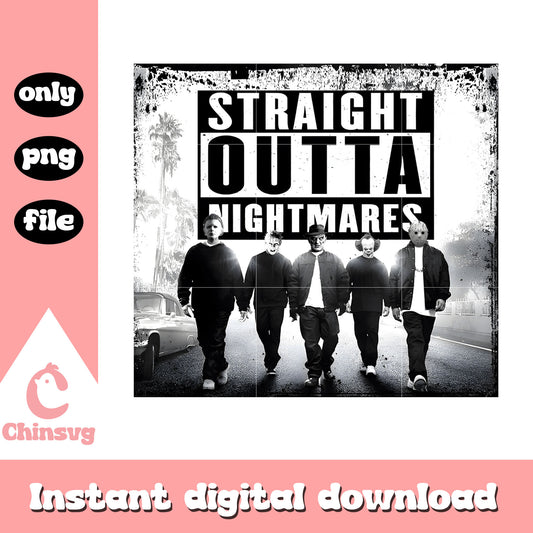Straight outta nightmares halloween design png, halloween day png