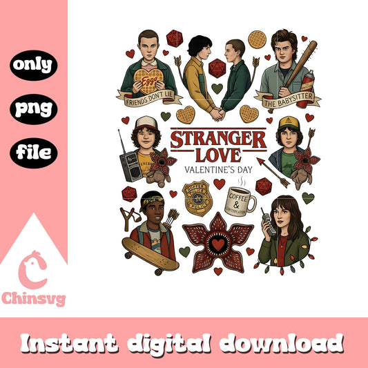 Stranger love valentine day design png, happy valentines day​ png