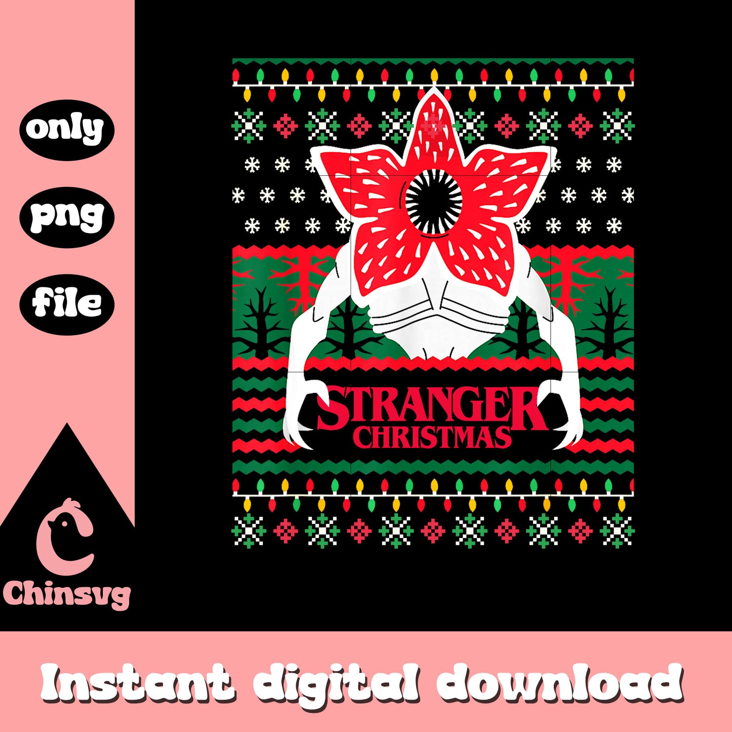 Stranger things christmas png, demogorgon png, stranger things png