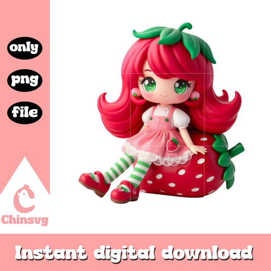 Strawberry doll art png, strawberry shortcake characters dolls png