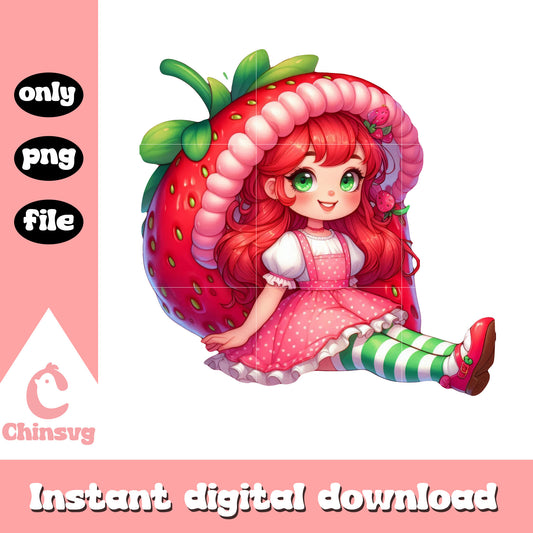 Strawberry doll design png, vintage strawberry shortcake dolls png