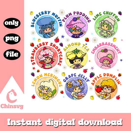 Strawberry shortcake​ characters name design png, strawberry cartoon​ png