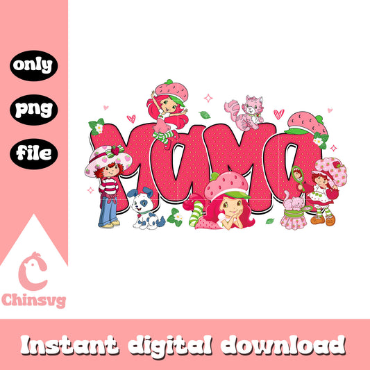 Strawberry shortcake​ mama design png, cartoon strawberries​ png