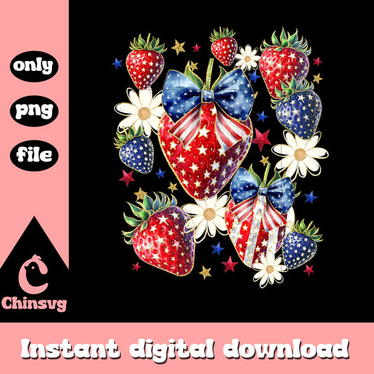 Strawberry usa png, 4th of July Strawberry Png, Patriotic png