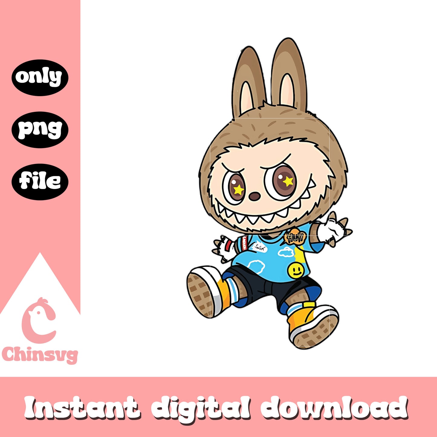 Street style labubu cute doll design png, labubu clothes png