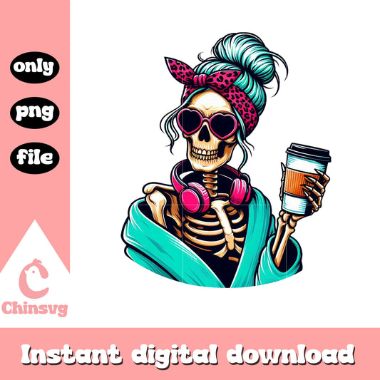 Street style mom coffee png, coffee png, human skeleton png