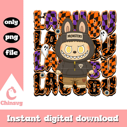 Streetwear monster labubu doll design png, halloween monster png