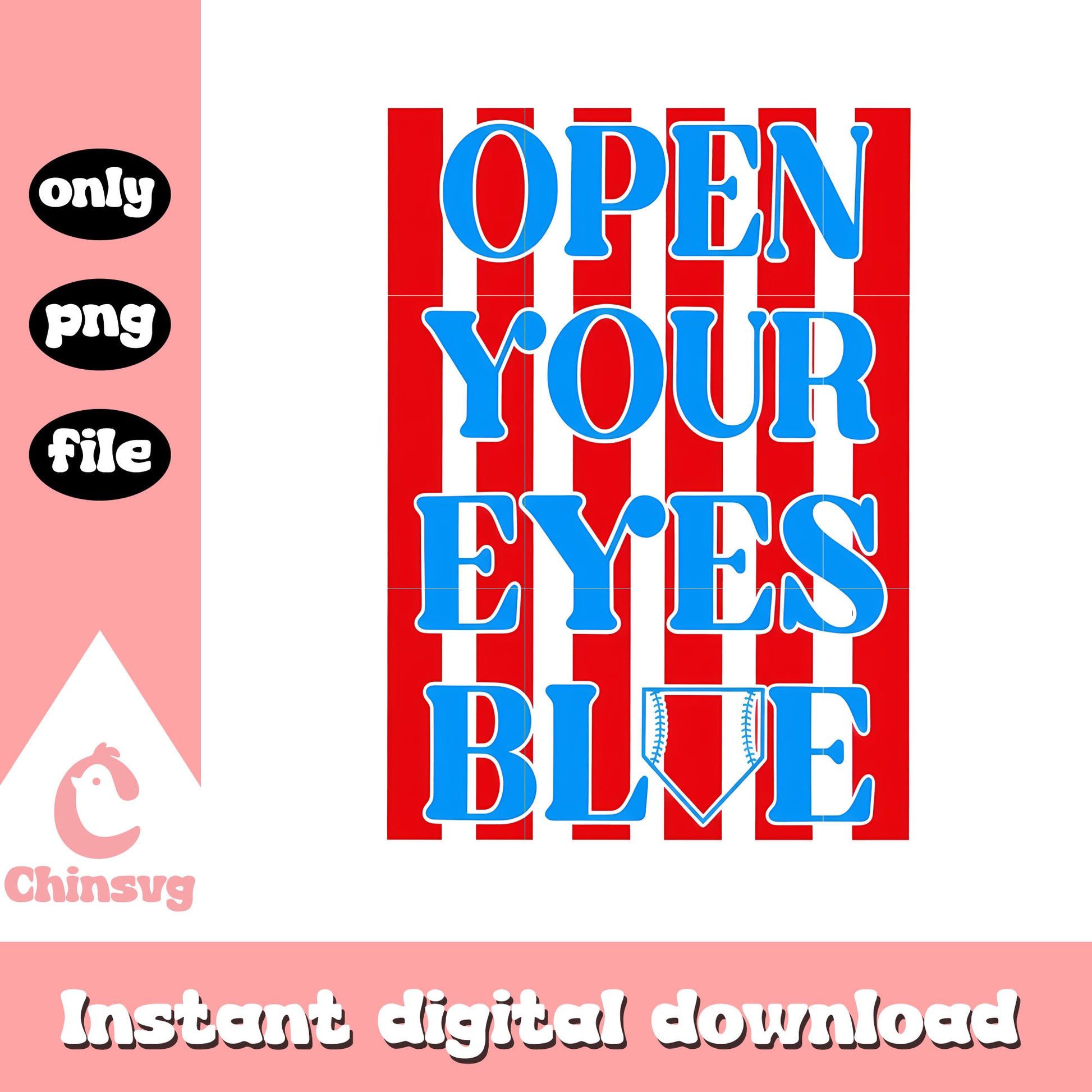 Striped open your eyes blue design png