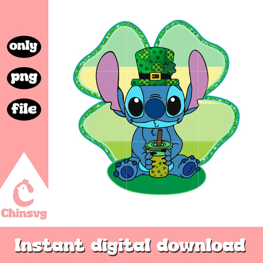 Sttitch clover milk tea png, happy st patrick's day png