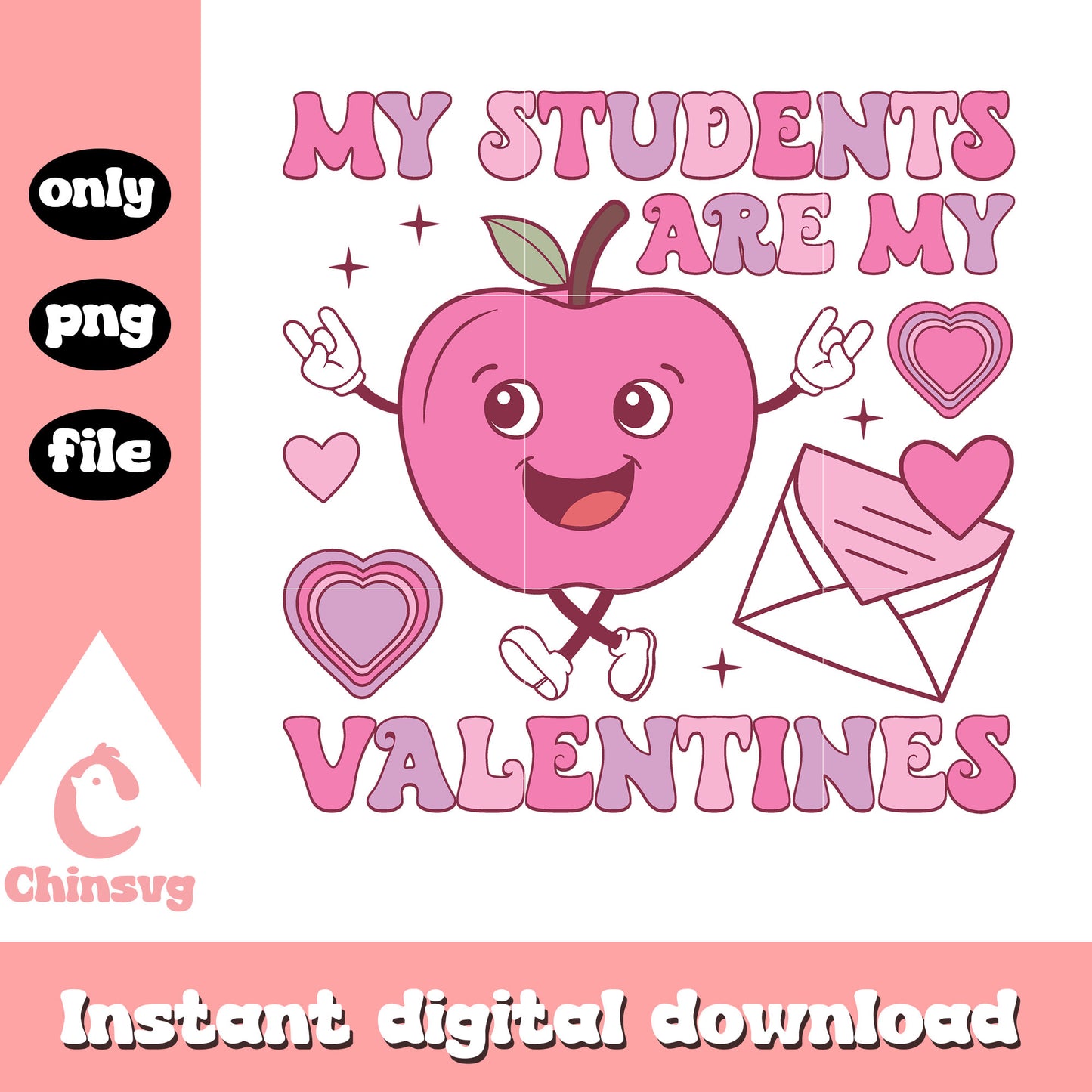 Student  apple mascot valentine png, heart valentine's day png