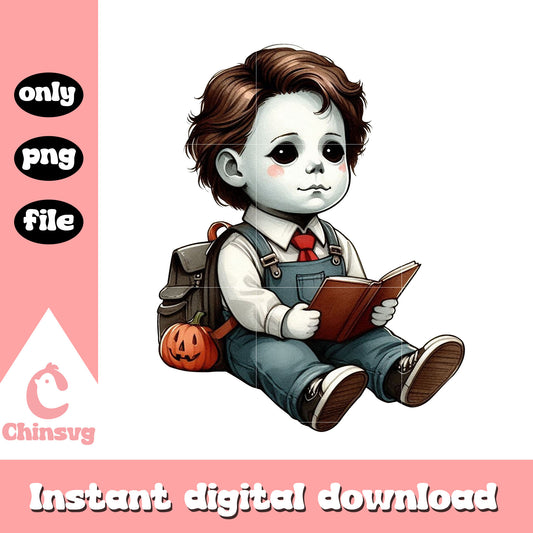 Student michael myers reading book design png, book club png