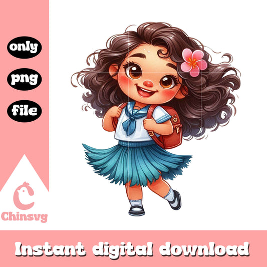 Student moana wear uniform design png, school cartoon png