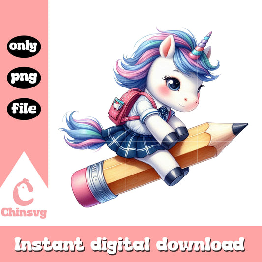 Student unicorn back to school png, magic school bag png