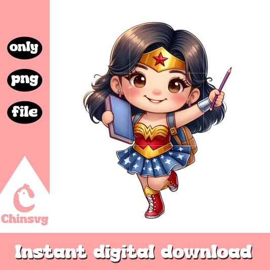 Student wonder woman wear school uniform png, school uniform png