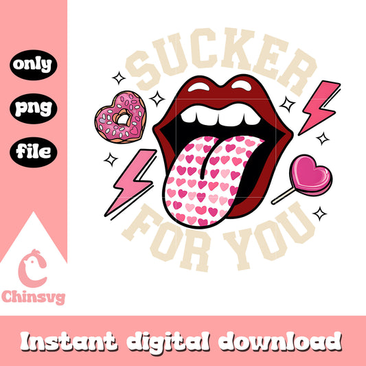 Sucker for you lips design png, lips design png, valentine png