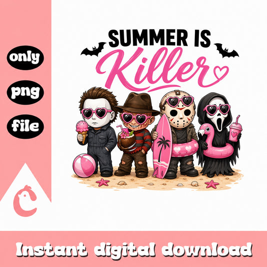 Summer Is Killer Horror Characters Beach PNG, Halloween PNG