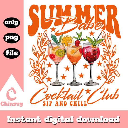 Summer babe cocktail club png, cocktail png, summer cocktails png