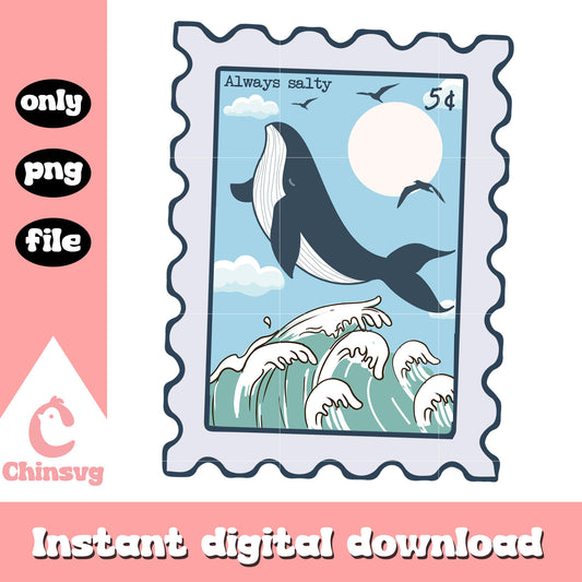 Summer stamp always salty design png, 500 days of summer png