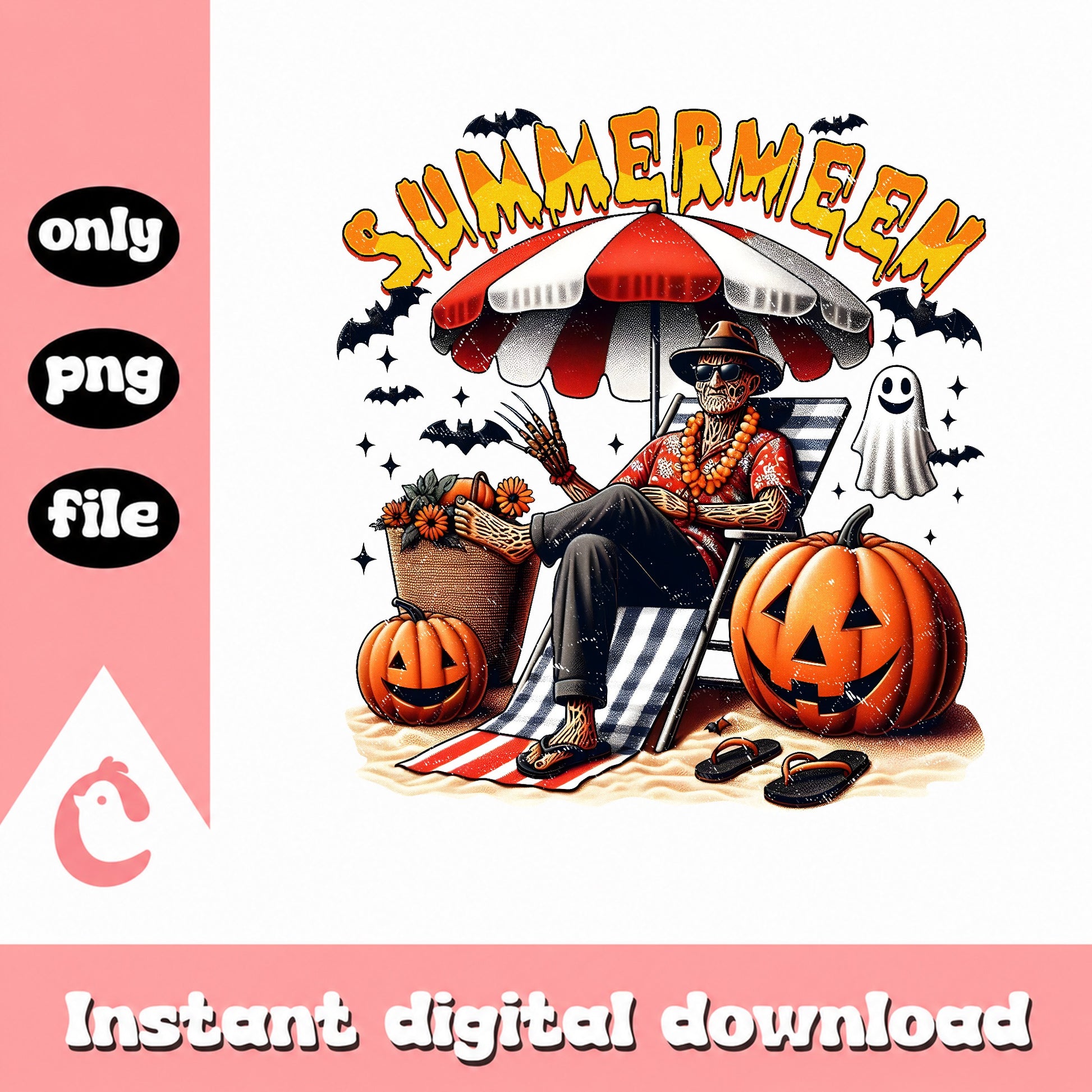 Summerween Beach Halloween PNG, Skeleton Summer PNG, Halloween PNG