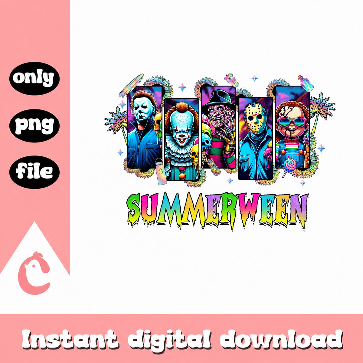 Summerween Horror Characters PNG, Halloween Killers PNG, Horror Movie PNG