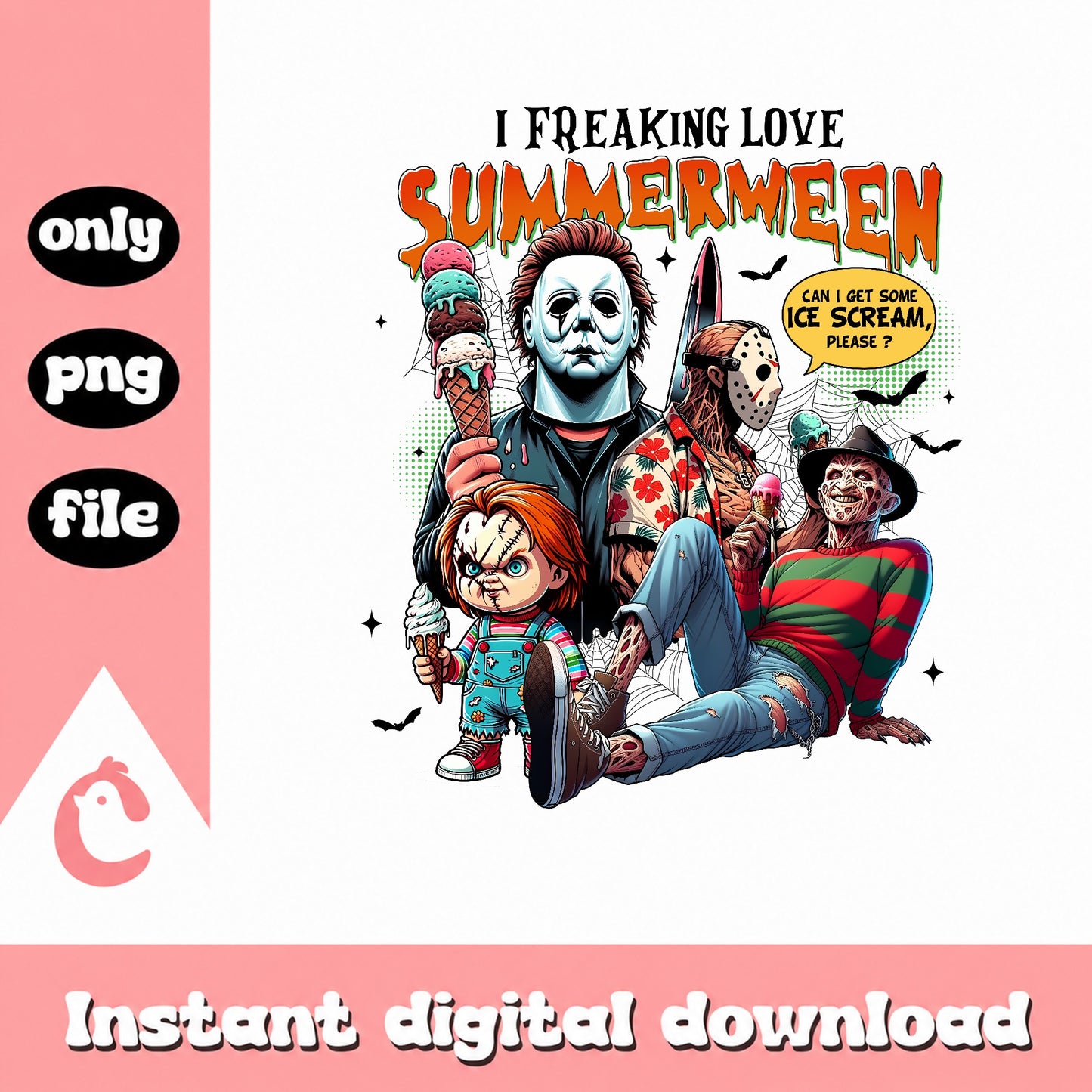 Summerween Horror Characters PNG, Michael Myers Chucky PNG, Halloween PNG