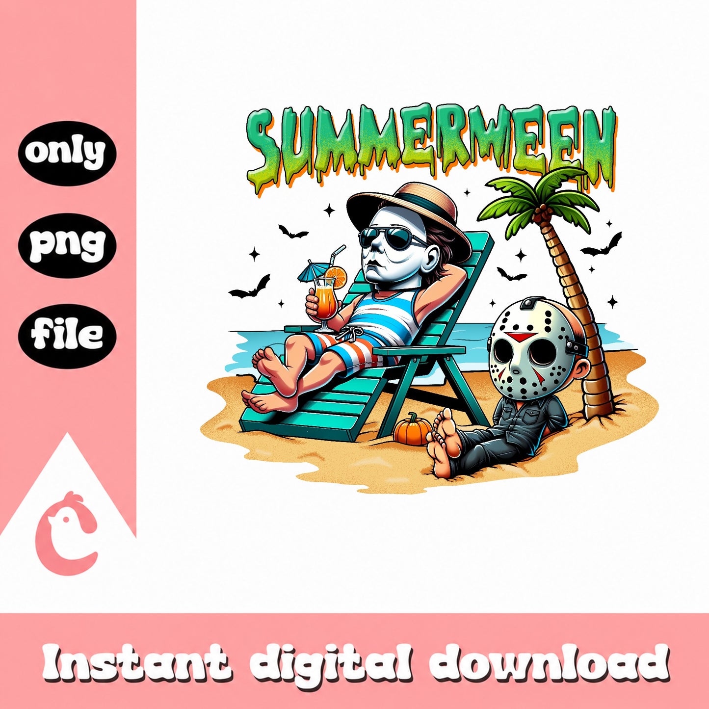 Summerween Michael Myers Jason Beach PNG, Horror PNG, Halloween PNG