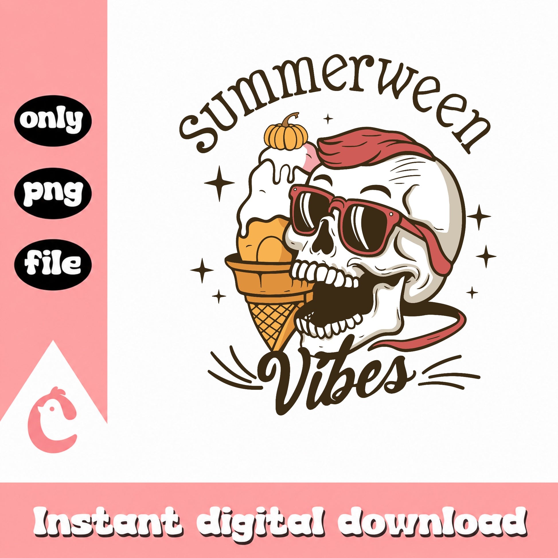Summerween Vibes PNG, Skull Ice Cream Shirt, Halloween PNG