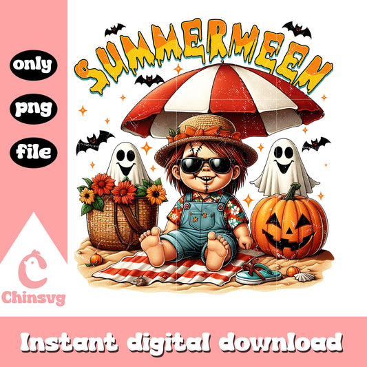 Summerween chucky halloween design png, child's play movie png