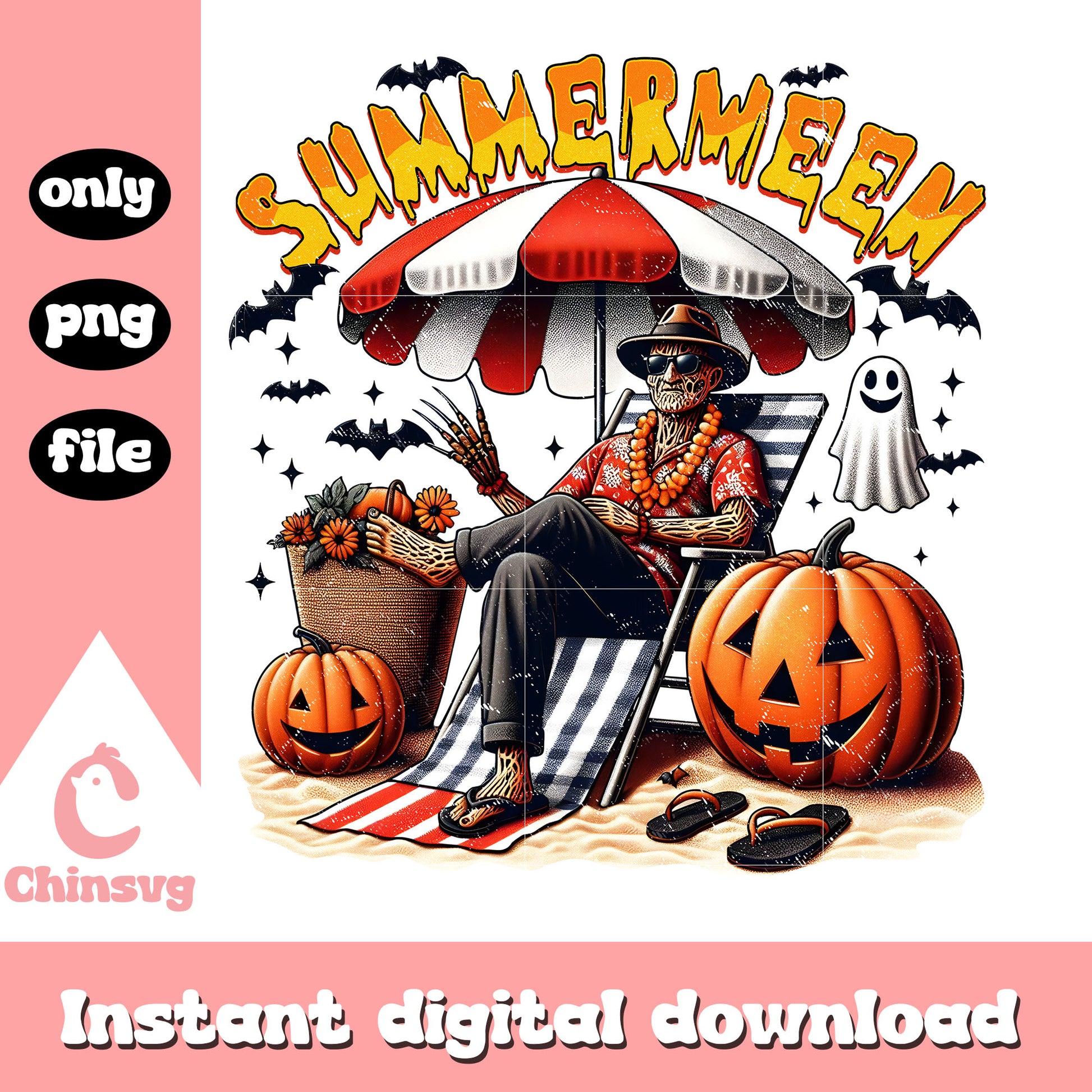 Summerween freddy krueger halloween design png, spooky movie png