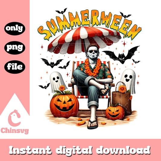 Summerween michael myers halloween design png, scary movie png
