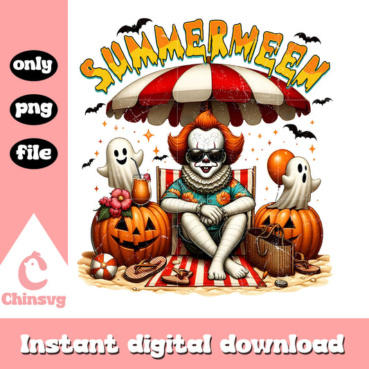 Summerween pennywise halloween design png, pennywise movie png