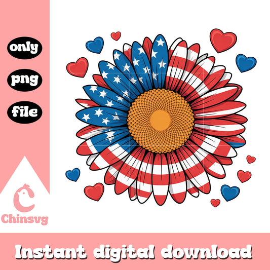 Sunflower 4th of july design png, america 4th of july png